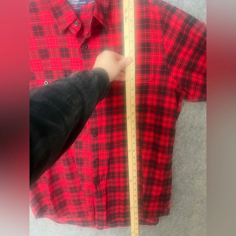 Polo by Ralph Lauren Large Classic Fit Red and Black Plaid Button Down‎ Shirt